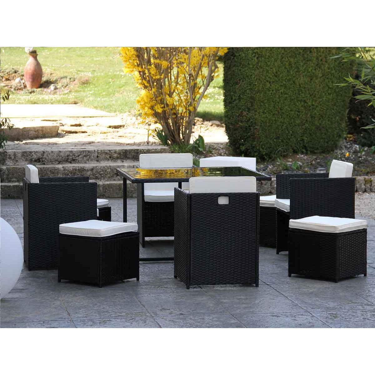 JARDIDECO Salon de jardin en résine tressée Artigas II 4-8 places Noir - Jardideco