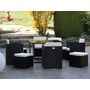 Voir la diapositive 4 : JARDIDECO Salon de jardin en résine tressée Artigas II 4-8 places Noir - Jardideco