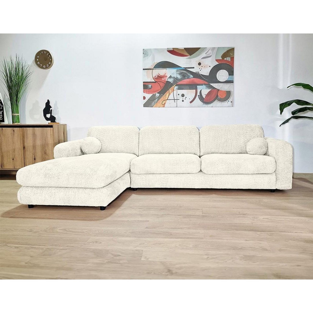 LISA DESIGN Rachel - canapé d'angle gauche 4 places en tissu bouclette