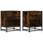 Voir la diapositive 2 : VIDAXL Tables de chevet 2 pcs chene fume 40x31x50 cm bois ingenierie