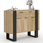 Voir la diapositive 1 : ID MARKET Buffet 100 cm PHOENIX 3 portes et 1 tiroir bois et noir