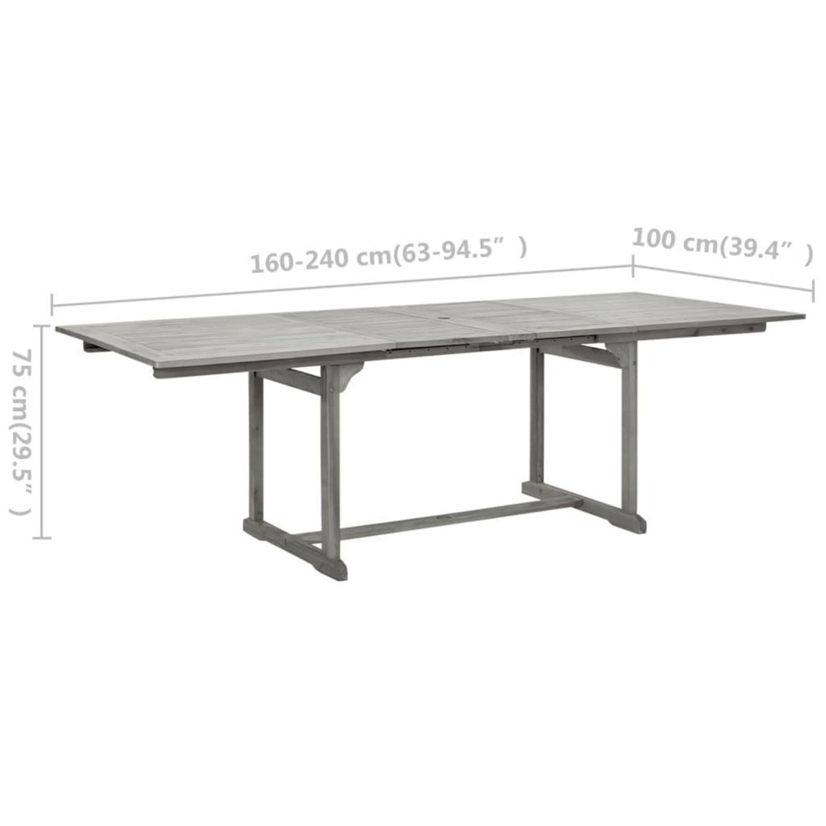 VIDAXL Table a dîner de jardin (160-240)x100x75cm Bois d'acacia massif
