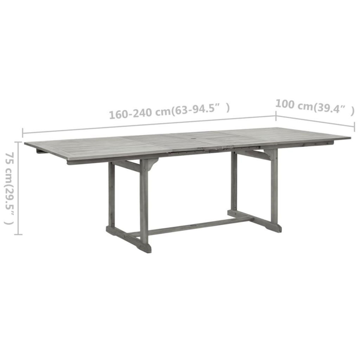 VIDAXL Table a dîner de jardin (160-240)x100x75cm Bois d'acacia massif