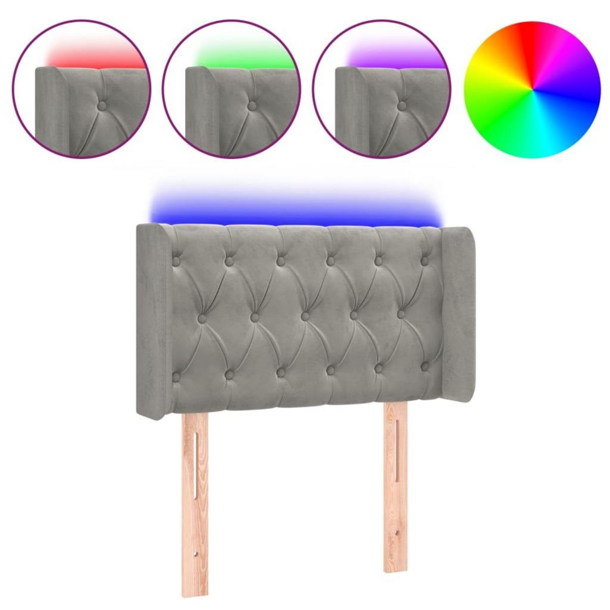 VIDAXL Tete de lit a LED Gris clair 83x16x78/88 cm Velours