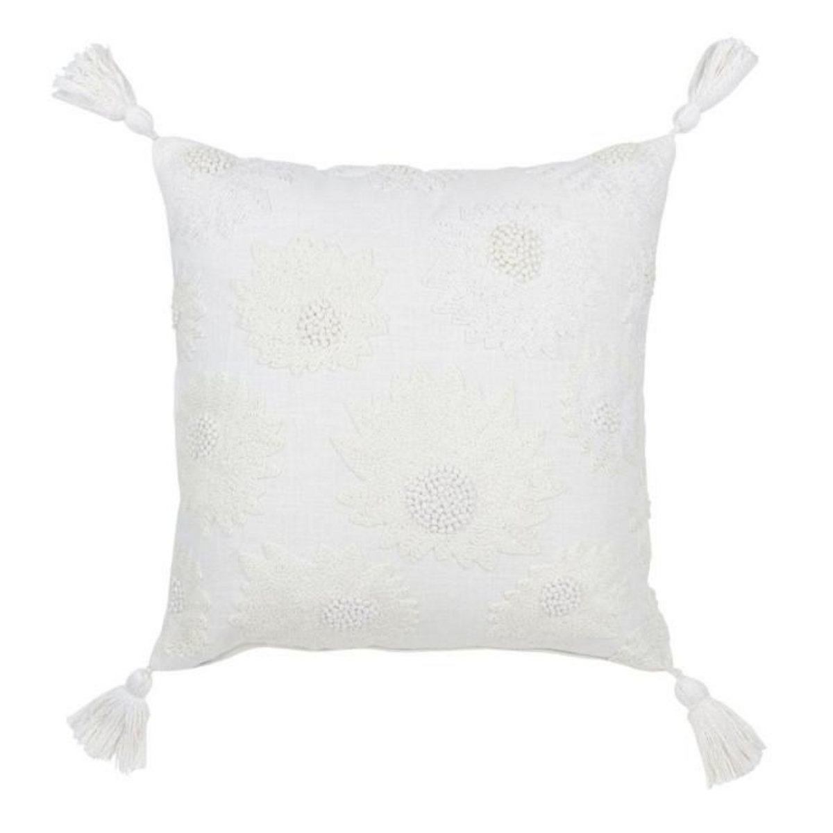 Paris Prix Coussin Déco Fleurs  Bali  45x45cm Blanc