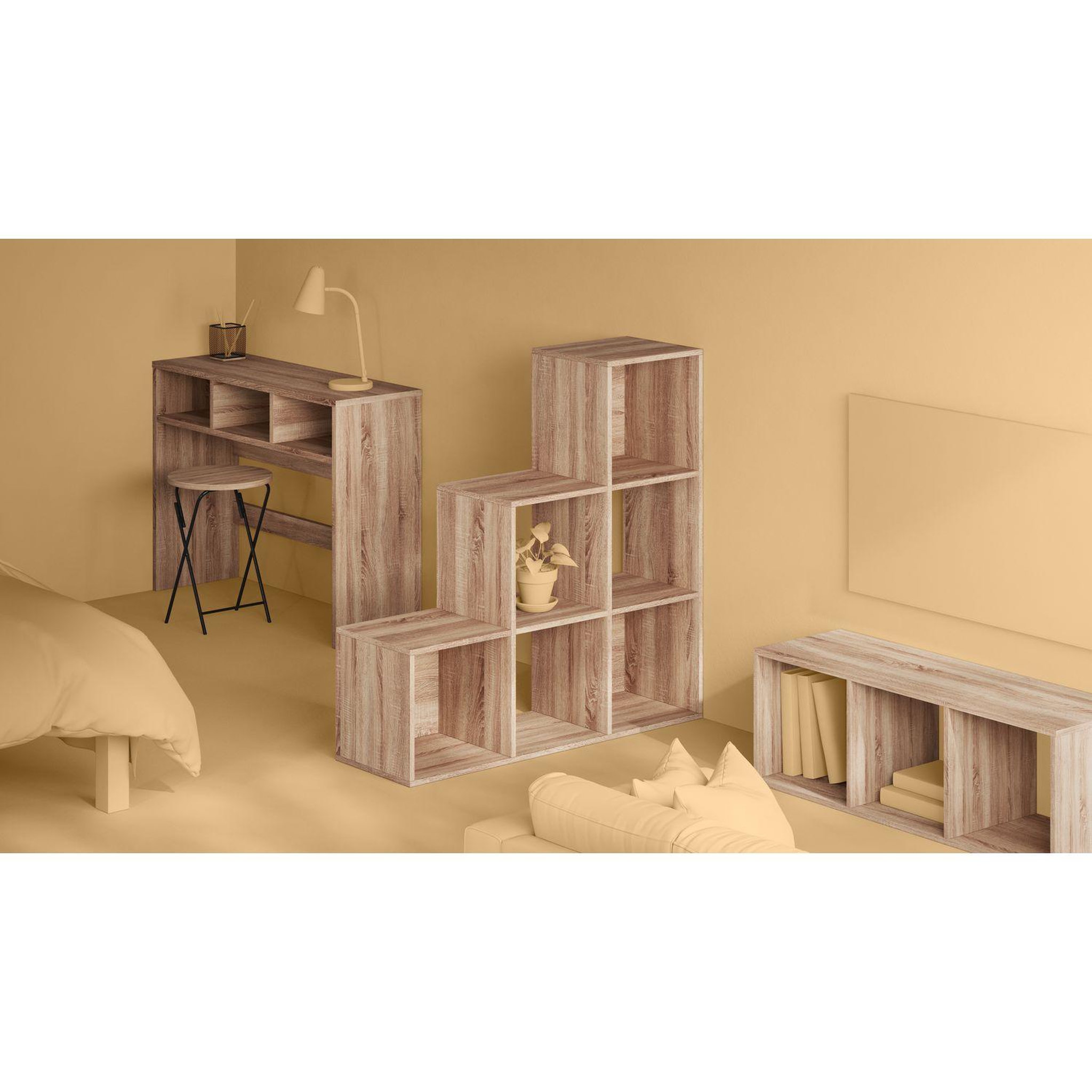 Voir la diapositive 2 : TOILINUX Lot de 2 tabourets pliants en métal - beige et noir