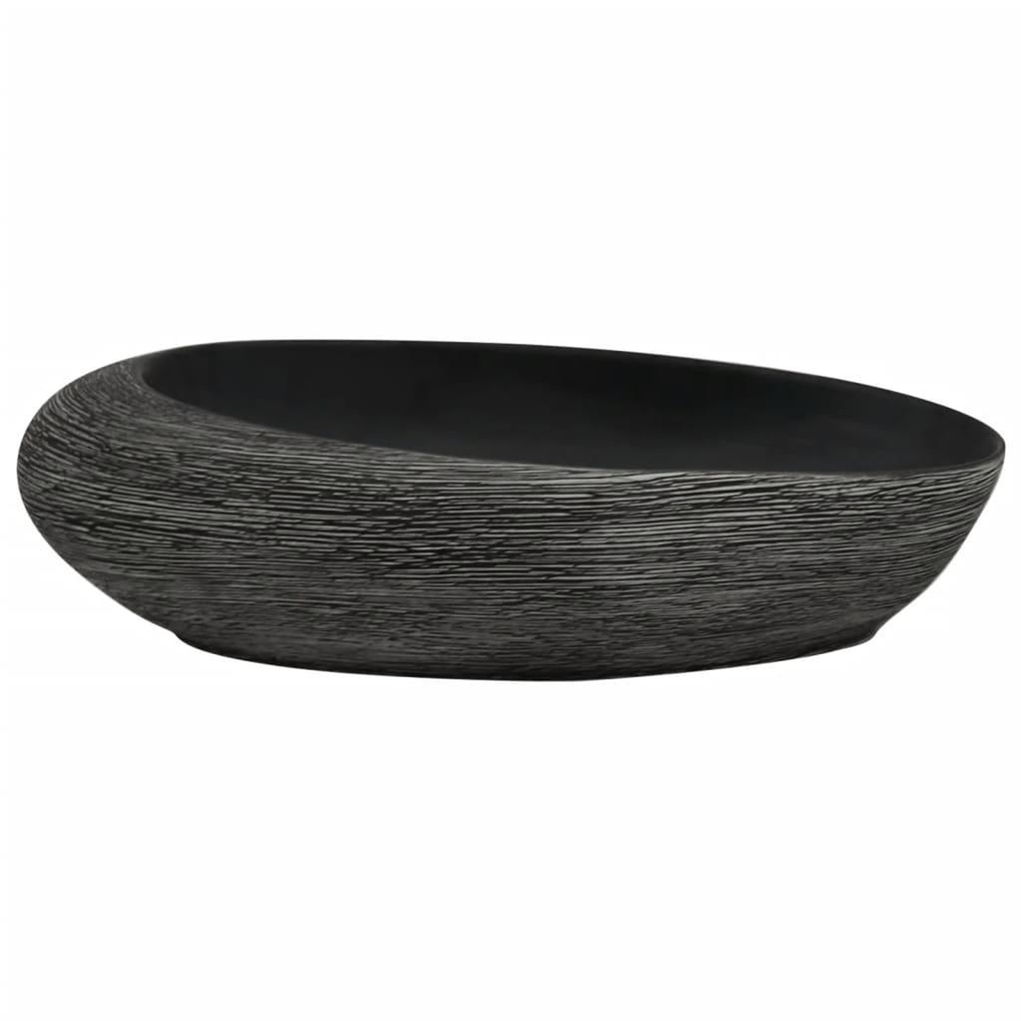Voir la diapositive 3 : VIDAXL Vasque a poser gris et noir ovale 59x40x14 cm ceramique
