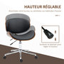 Voir la diapositive 6 : VINSETTO Chaise de bureau manager design vintage pivotante réglable bois peuplier acier chromé synthétique noir