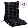 Voir la diapositive 2 : VIDAXL Coussins de chaise a dossier bas lot de 2 motif a carreaux noir