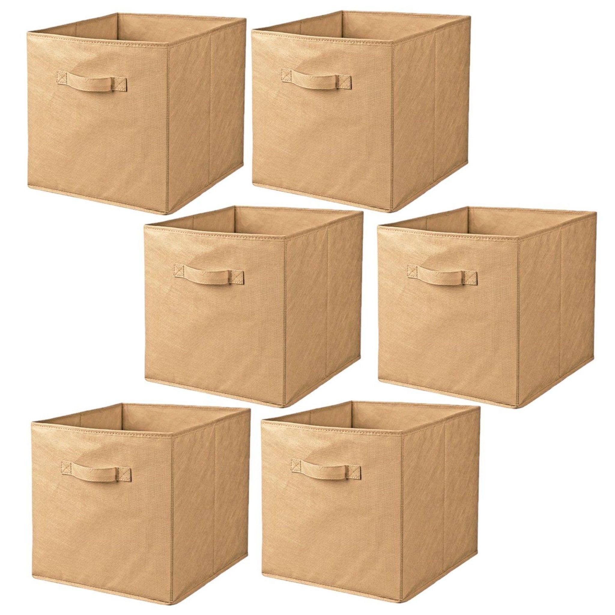 TOILINUX Lot de 6 cubes de rangement pliables en tissus avec poignée. Coloris disponibles : Jaune