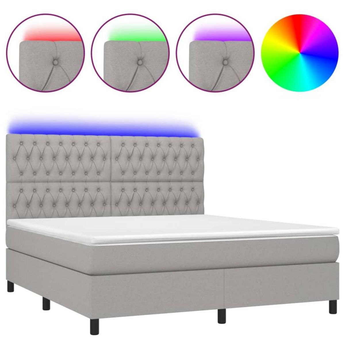 VIDAXL Sommier a lattes de lit et matelas et LED Gris clair 180x200 cm