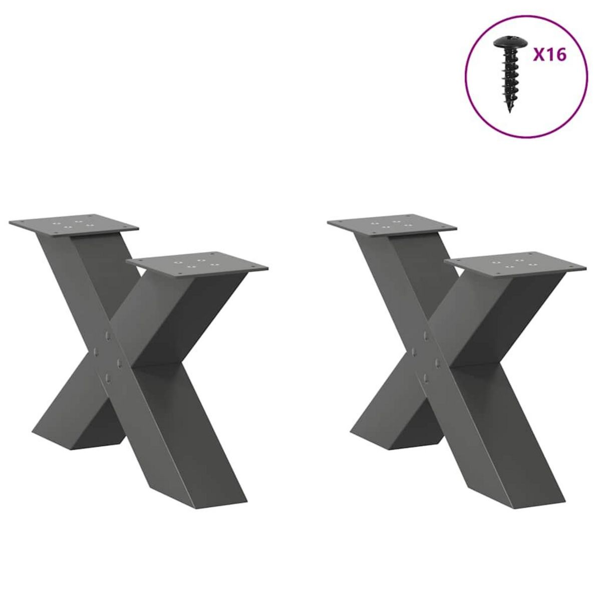 VIDAXL Pieds de table basse forme de X 2 pcs anthracite 60x(30-31) cm