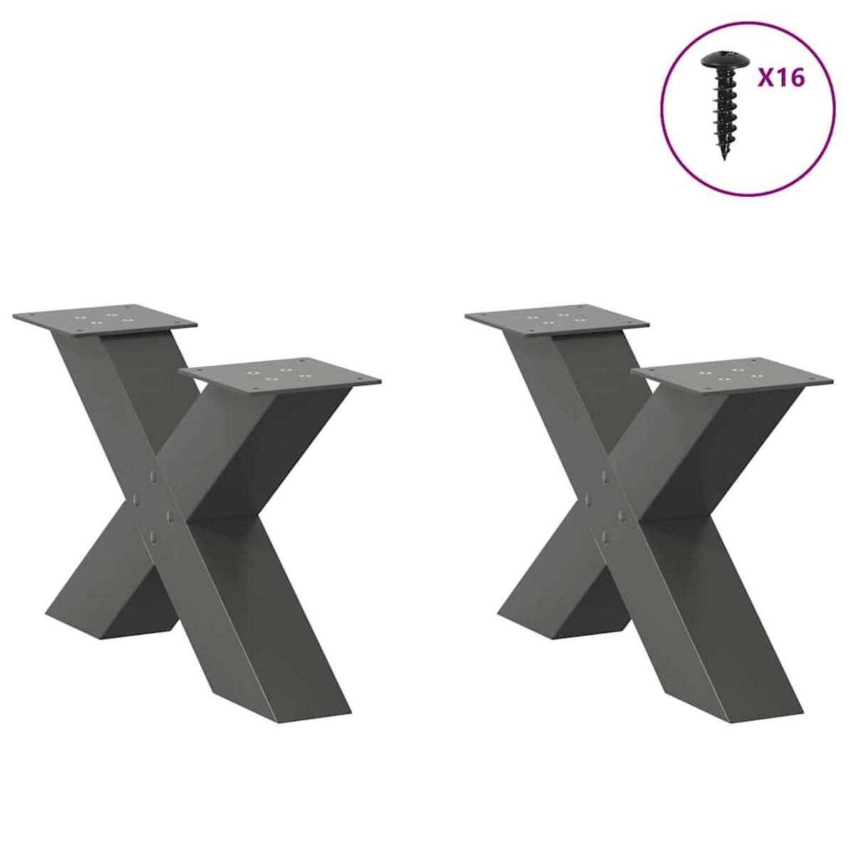 VIDAXL Pieds de table basse forme de X 2 pcs anthracite 60x(30-31) cm