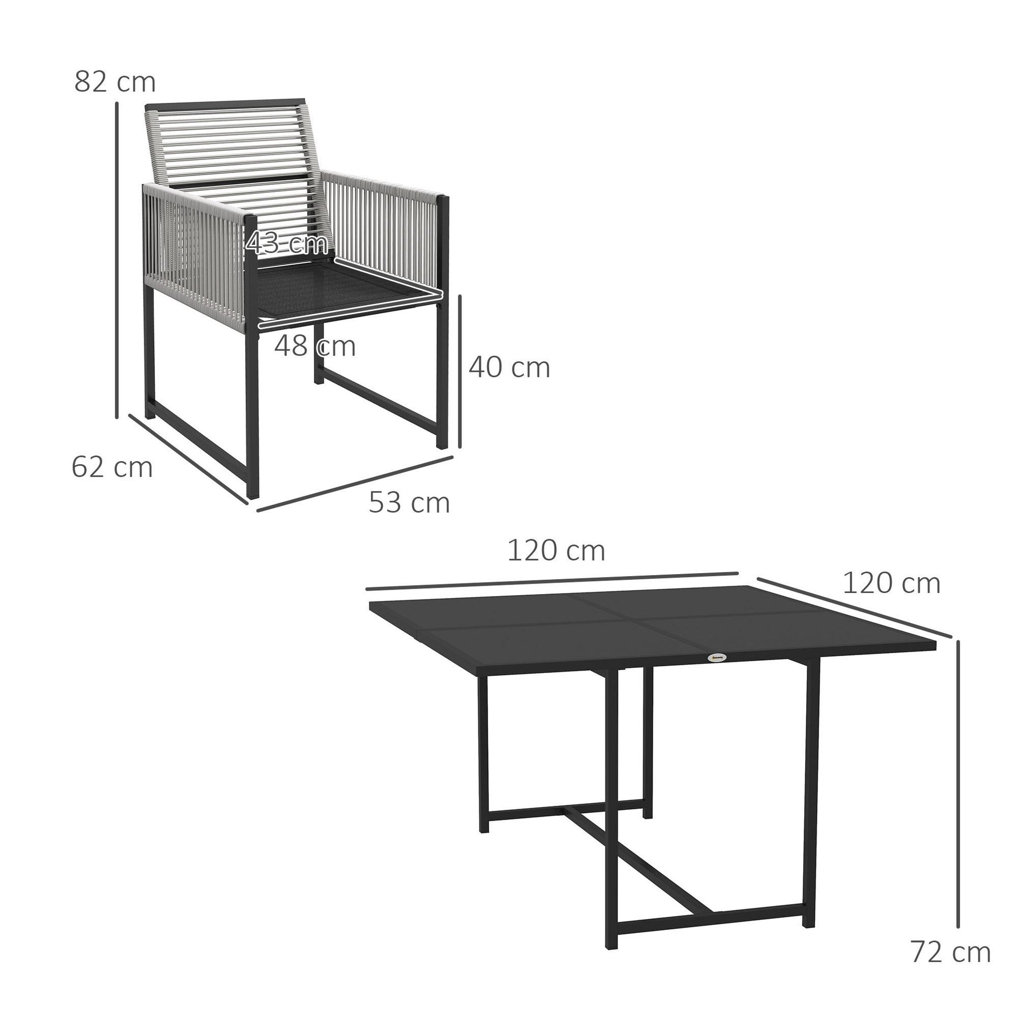Voir la diapositive 3 : OUTSUNNY Ensemble salon de jardin design acapulco encastrable 4 places 5 pièces noir gris