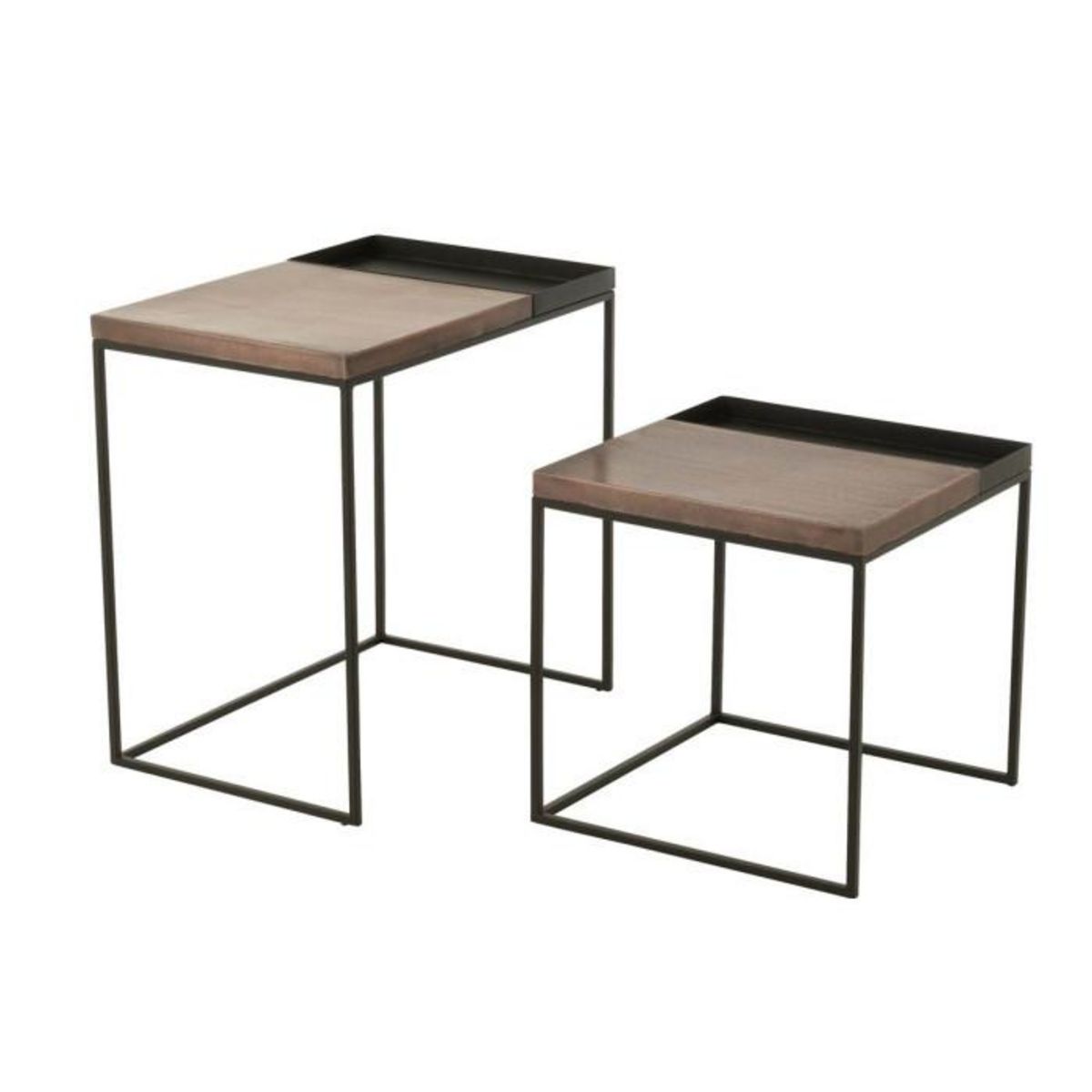 Paris Prix Lot de 2 Tables d'Appoint Gigognes  Kelsey  60cm Bronze & Noir