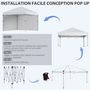Voir la diapositive 5 : OUTSUNNY Tonnelle barnum pop-up UV 30+ lestage sac transport inclus gris