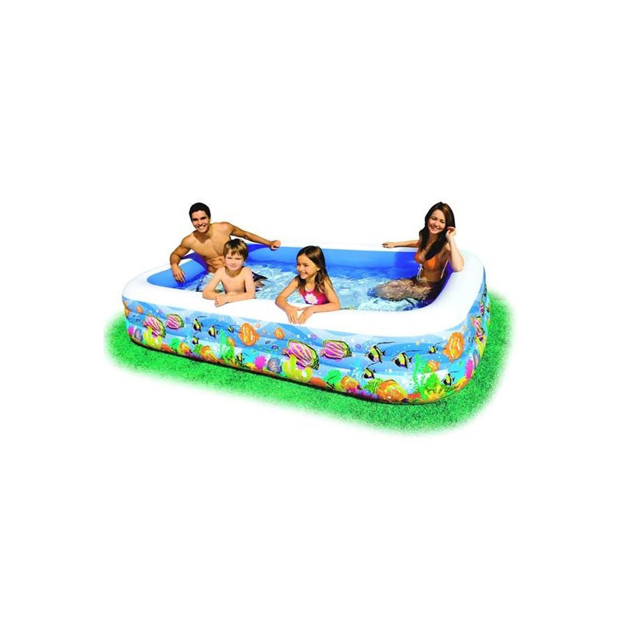 Voir la diapositive 2 : INTEX Piscine Gonflable Rectangulaire  Family  305cm Bleu