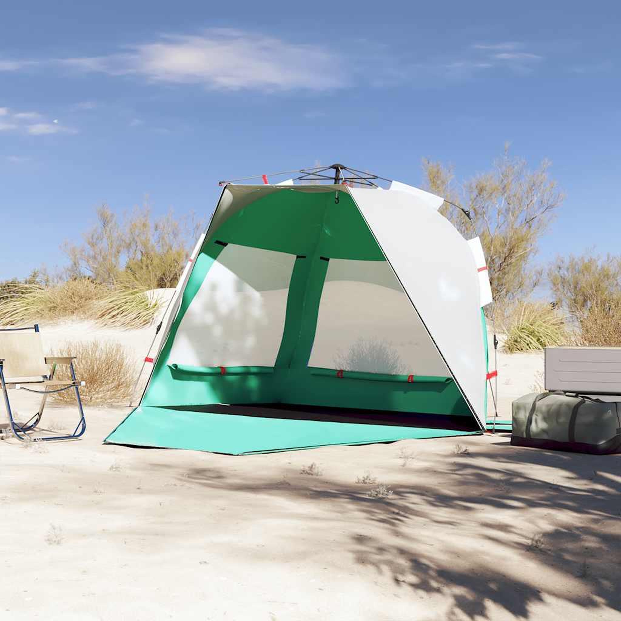 Voir la diapositive 3 : VIDAXL Tente de plage 3 personnes liberation rapide impermeable