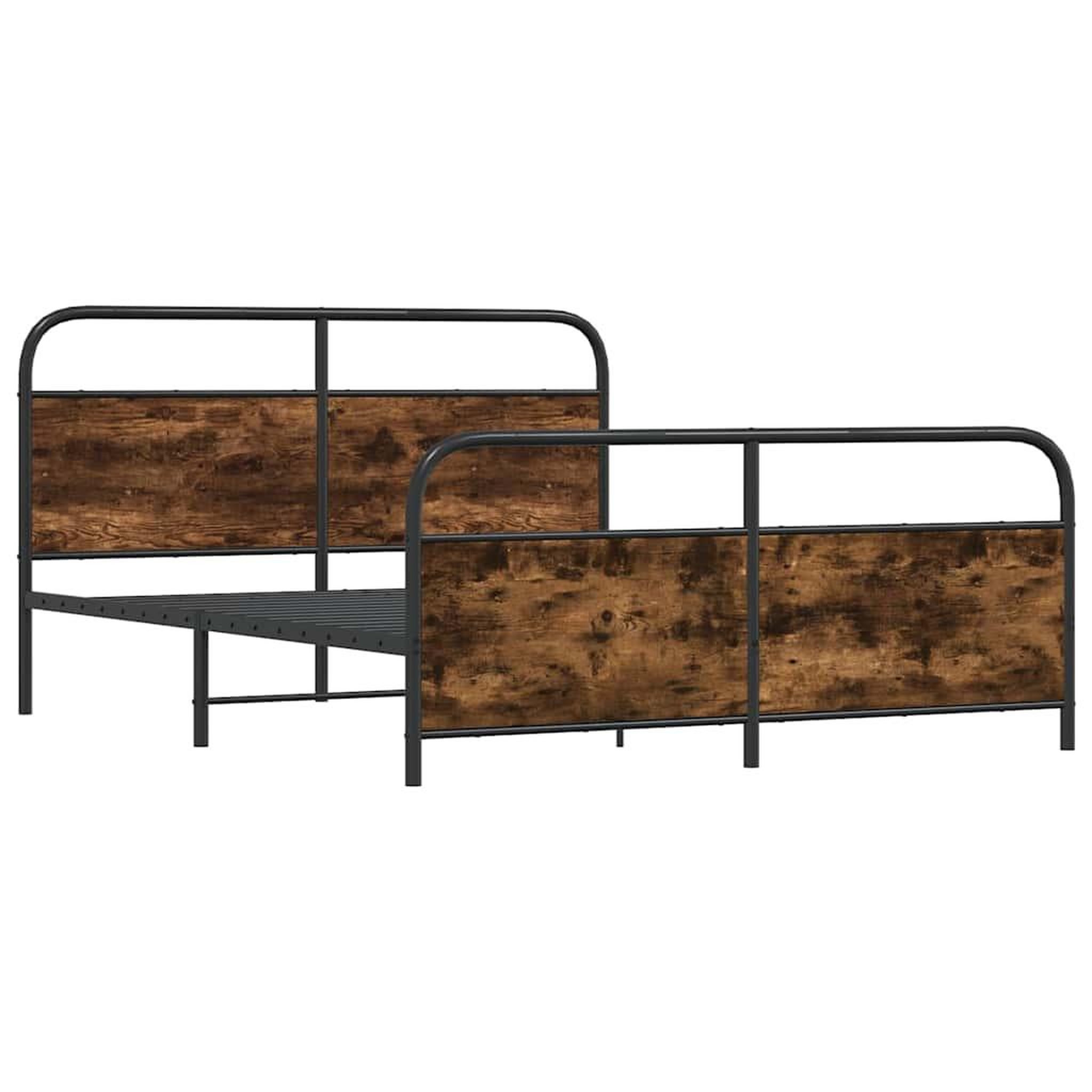 Voir la diapositive 3 : VIDAXL Cadre de lit en metal sans matelas chene fume 160x200 cm
