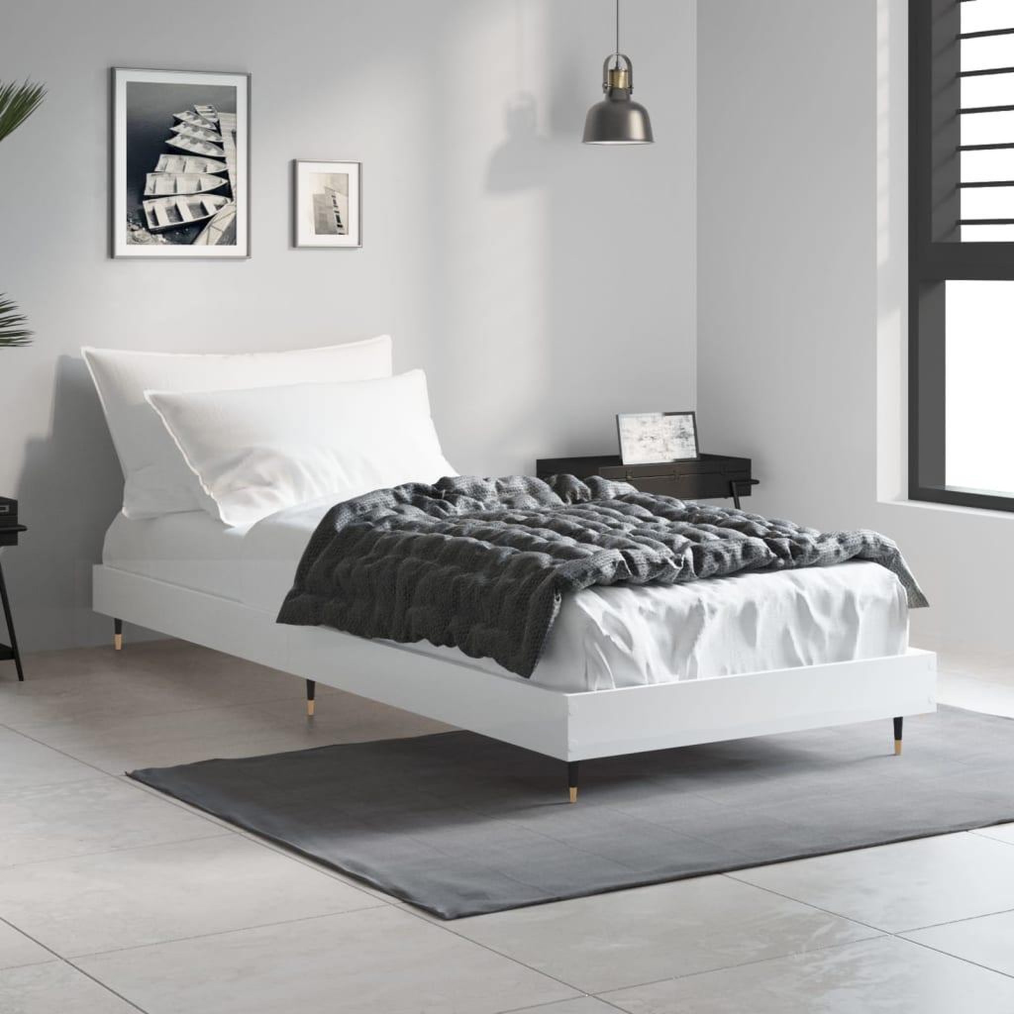Voir la diapositive 3 : VIDAXL Cadre de lit sans matelas blanc 75x190 cm bois d'ingenierie