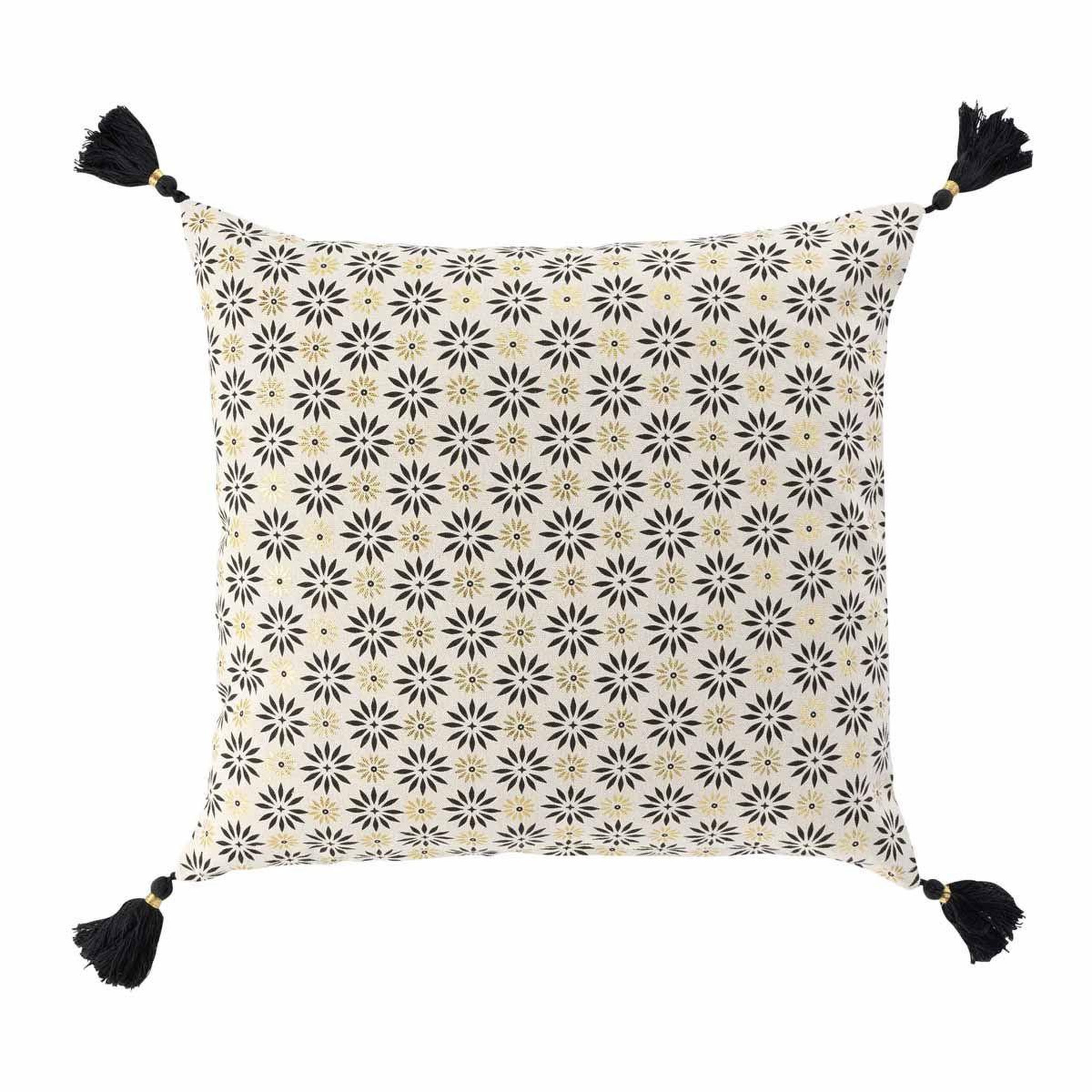 Douceur d'Intérieur Housse de coussin à pompons  floeor  40x40cm or
