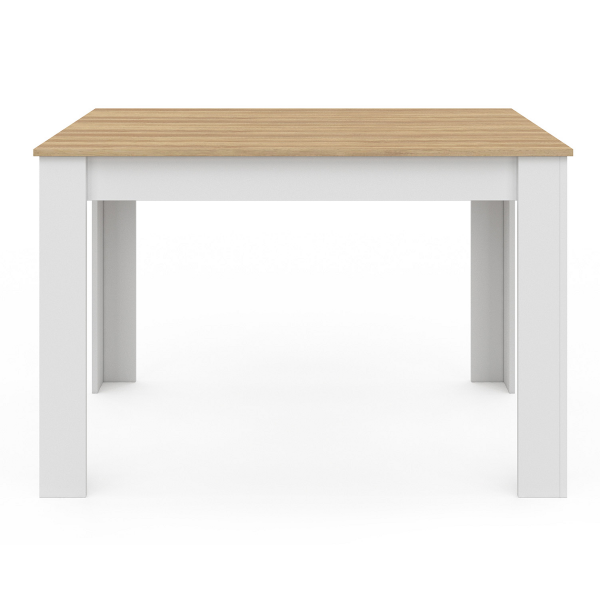 ID MARKET Table à manger rectangle ROZY 6 personnes blanc plateau façon hêtre 110 cm