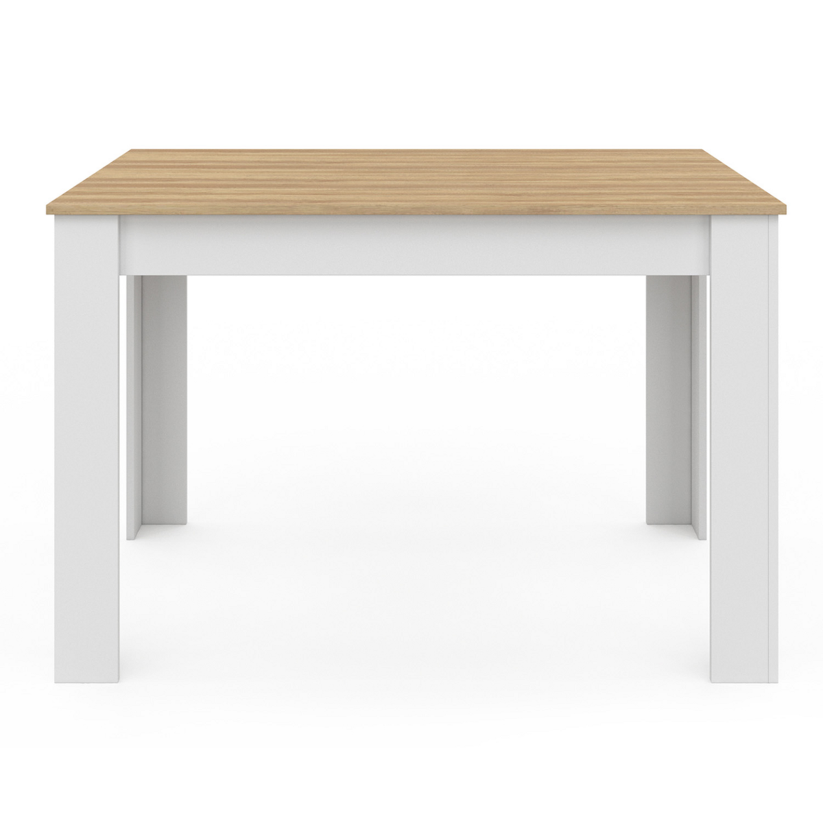 ID MARKET Table à manger rectangle ROZY 6 personnes blanc plateau façon hêtre 110 cm
