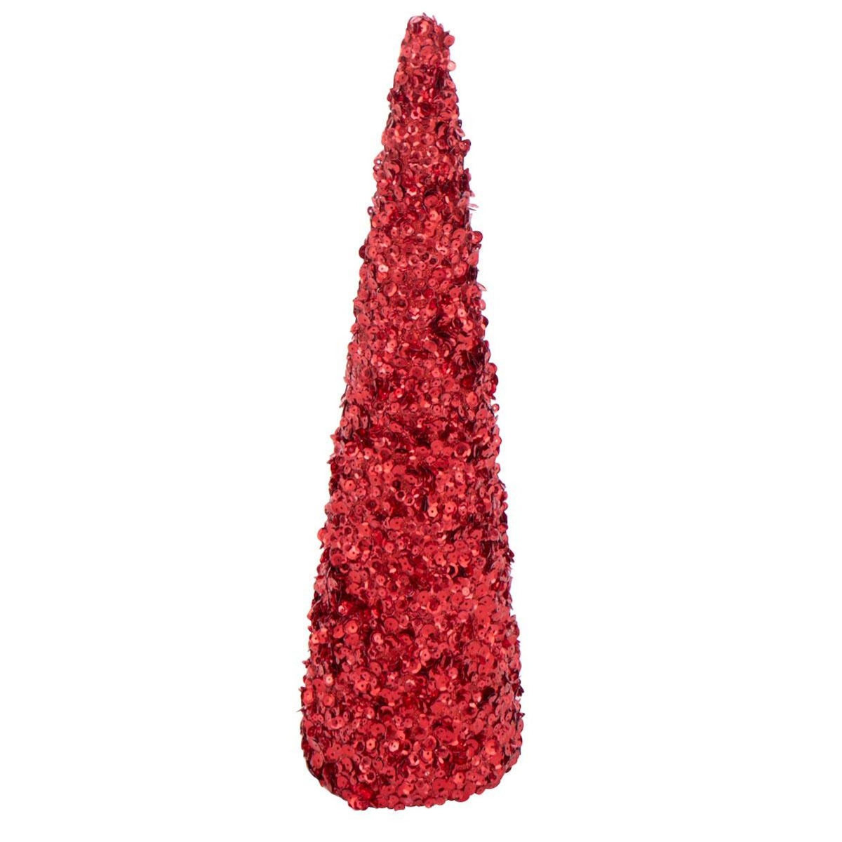 Paris Prix Déco Cône de Noël  Sequins  46cm Rouge