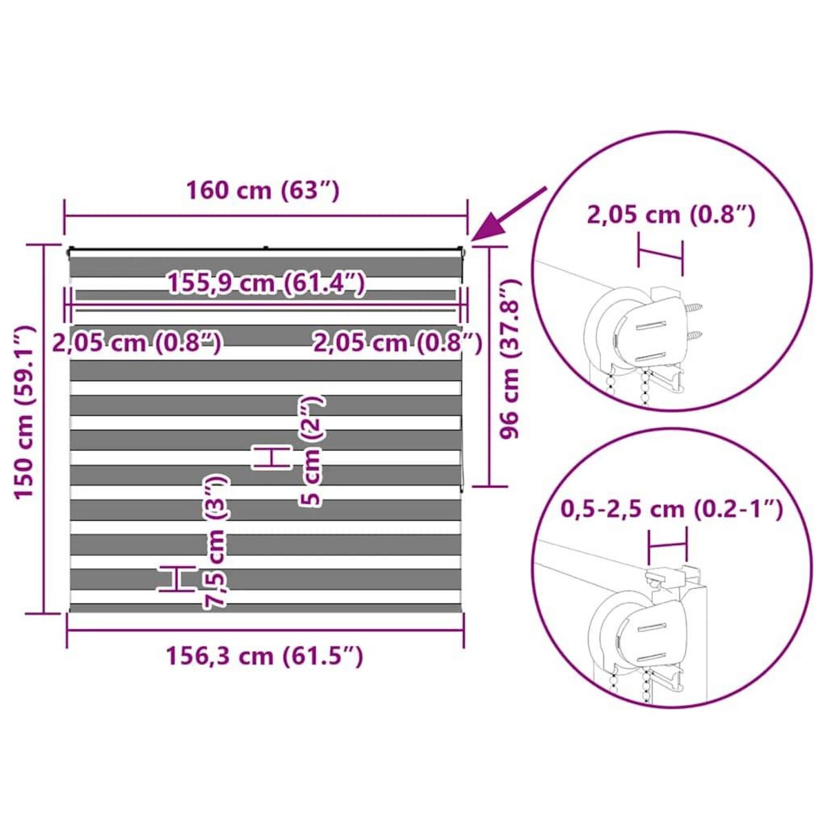 VIDAXL Store zebre beige marbre largeur du tissu 155,9 cm polyester