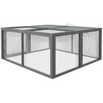 PAWHUT Clapier pliable avec poignée - cage à lapin - toit ouvrant, porte - 110 x 105 x 50 cm - acier bois gris