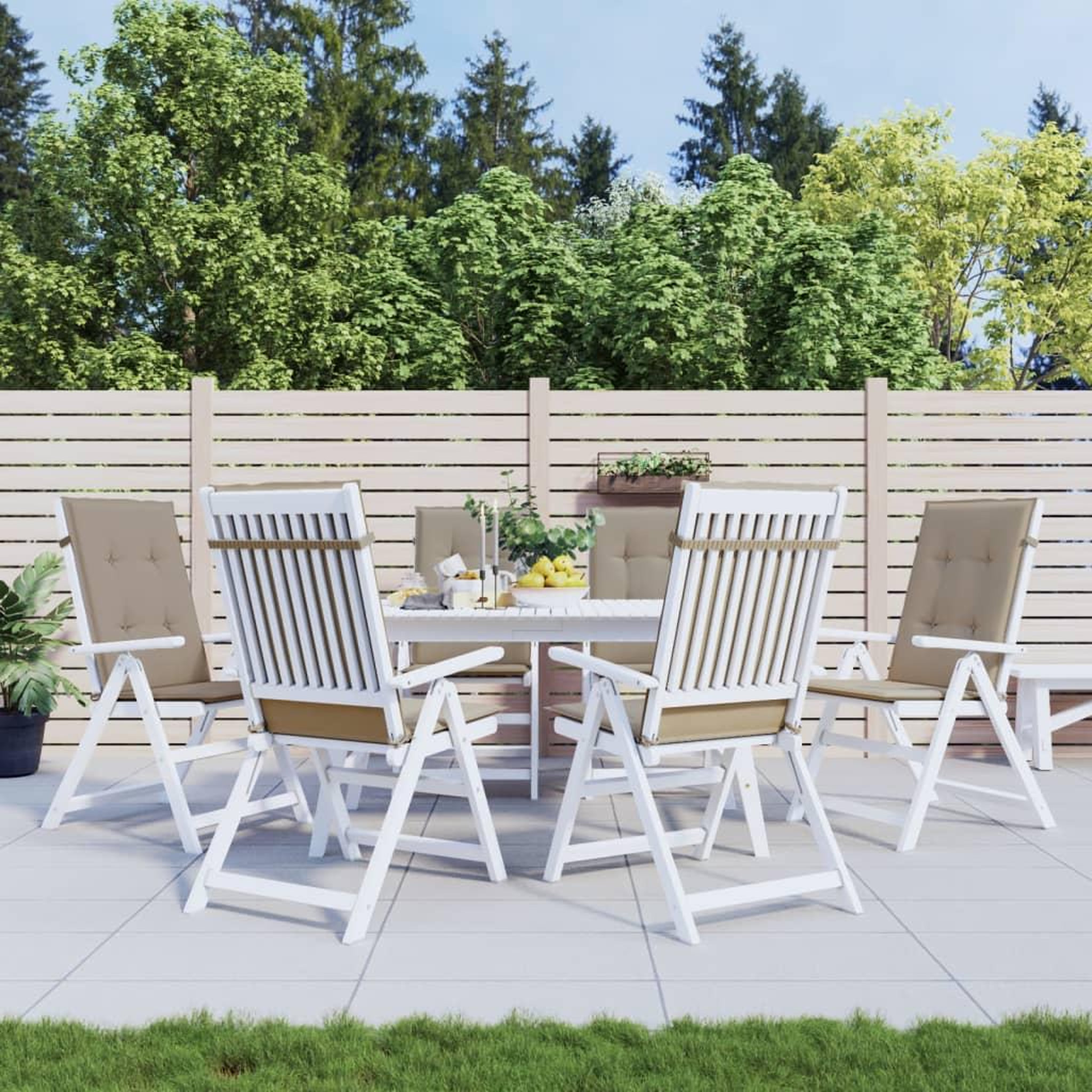 Voir la diapositive 1 : VIDAXL Coussins de chaise de jardin dossier haut lot de 6 taupe tissu