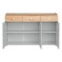 Voir la diapositive 2 : Paris Prix Buffet 3 Tiroirs Design  Vivero  139cm Gris & Naturel