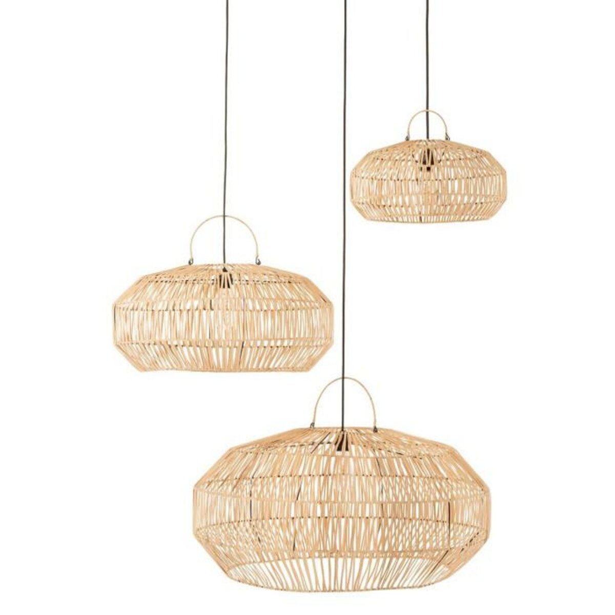 Paris Prix Lot de 3 Abat-Jour Déco  Rotin  80cm Naturel