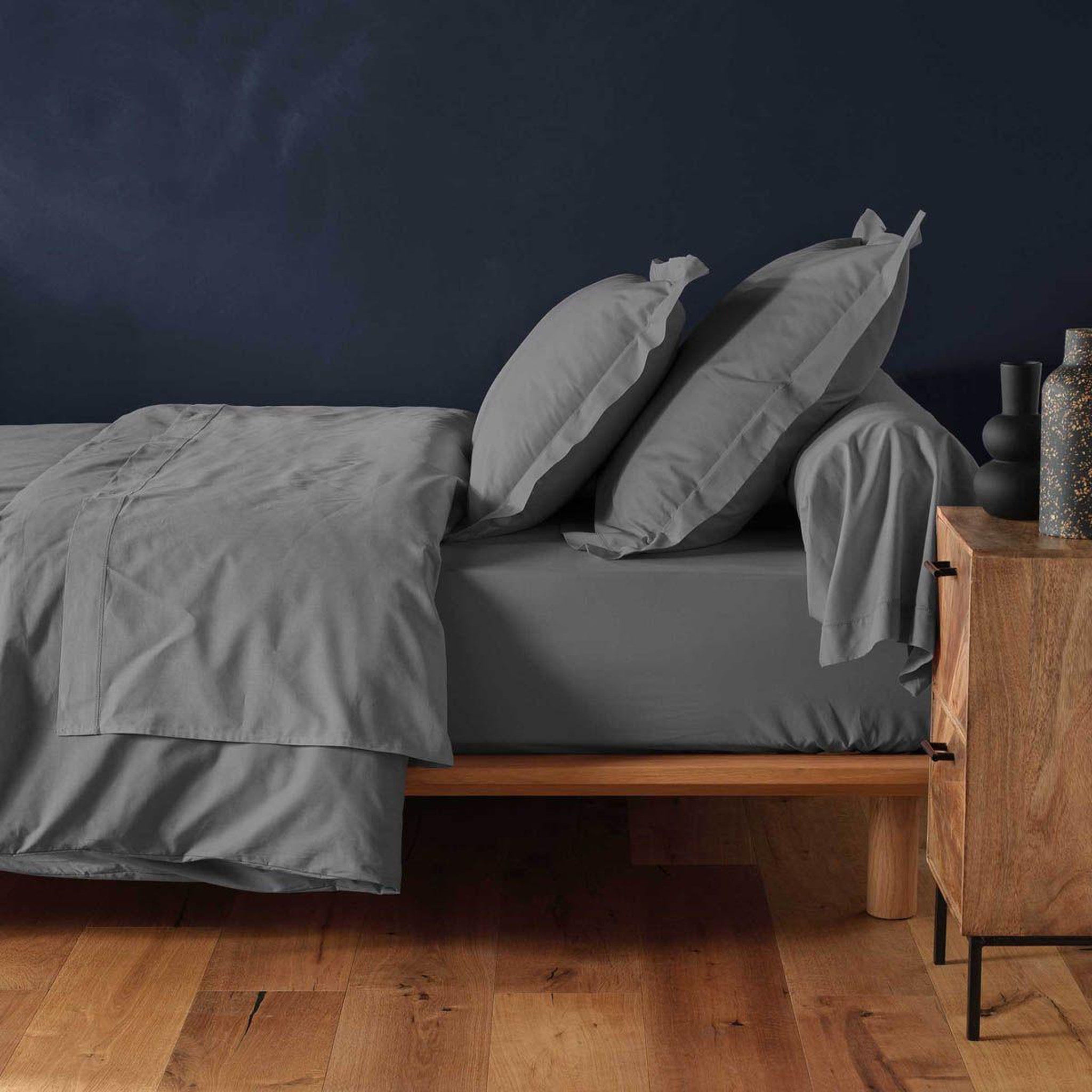 Voir la diapositive 4 : Douceur d'Intérieur Drap housse  lina  140x190cm anthracite