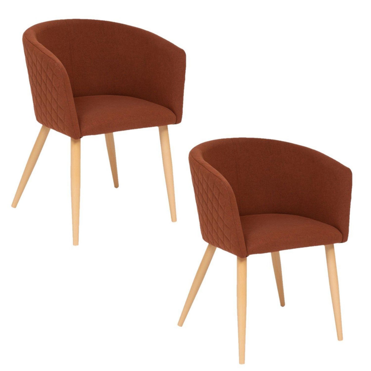 TOILINUX Lot de 2 fauteuils à diner en velours MARLO