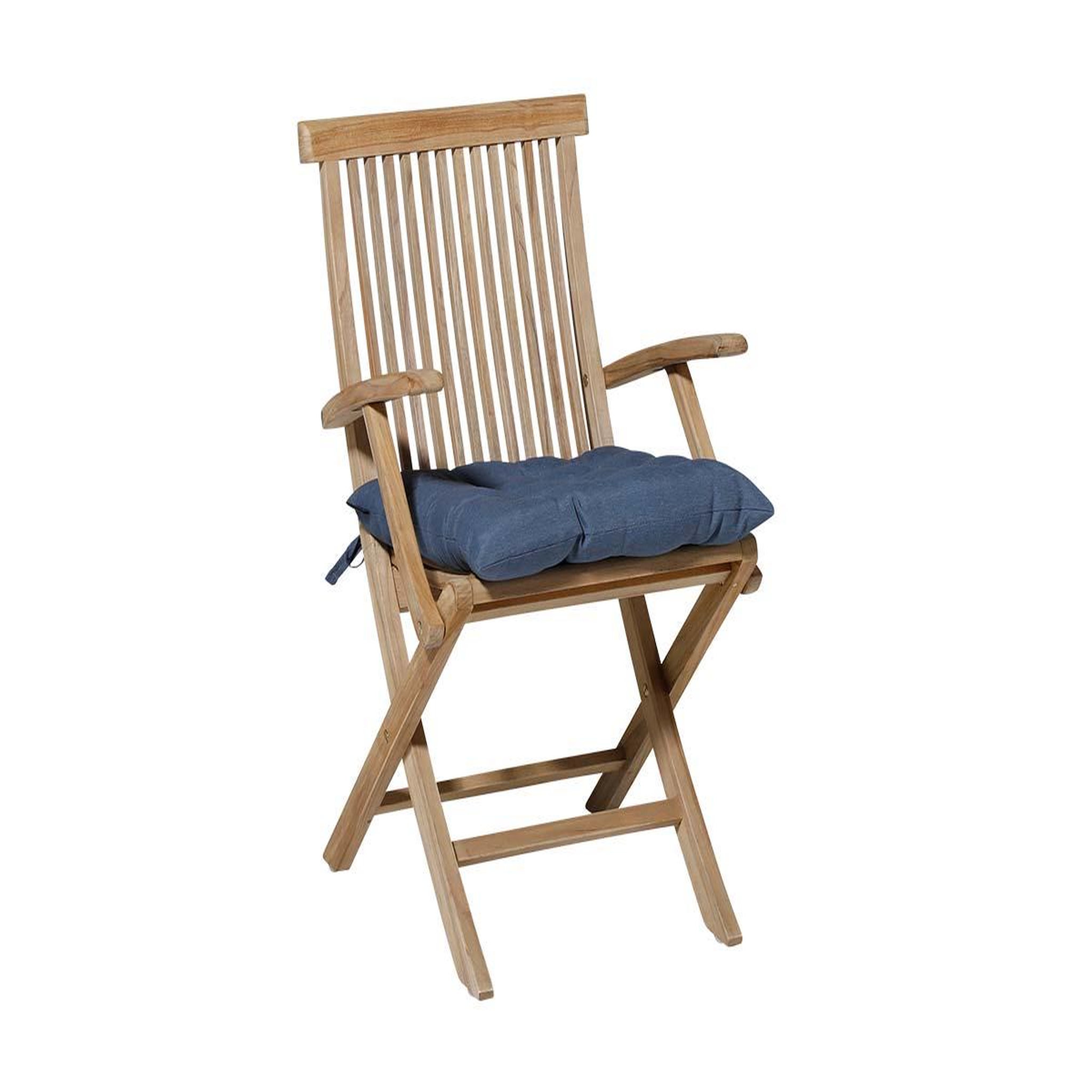 Voir la diapositive 3 : MADISON Galette de chaise de jardin Toscane Panama Safier Blue 46 x 46 cm