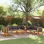 VIDAXL Salon de jardin avec coussins 9 pcs bois massif d'acacia