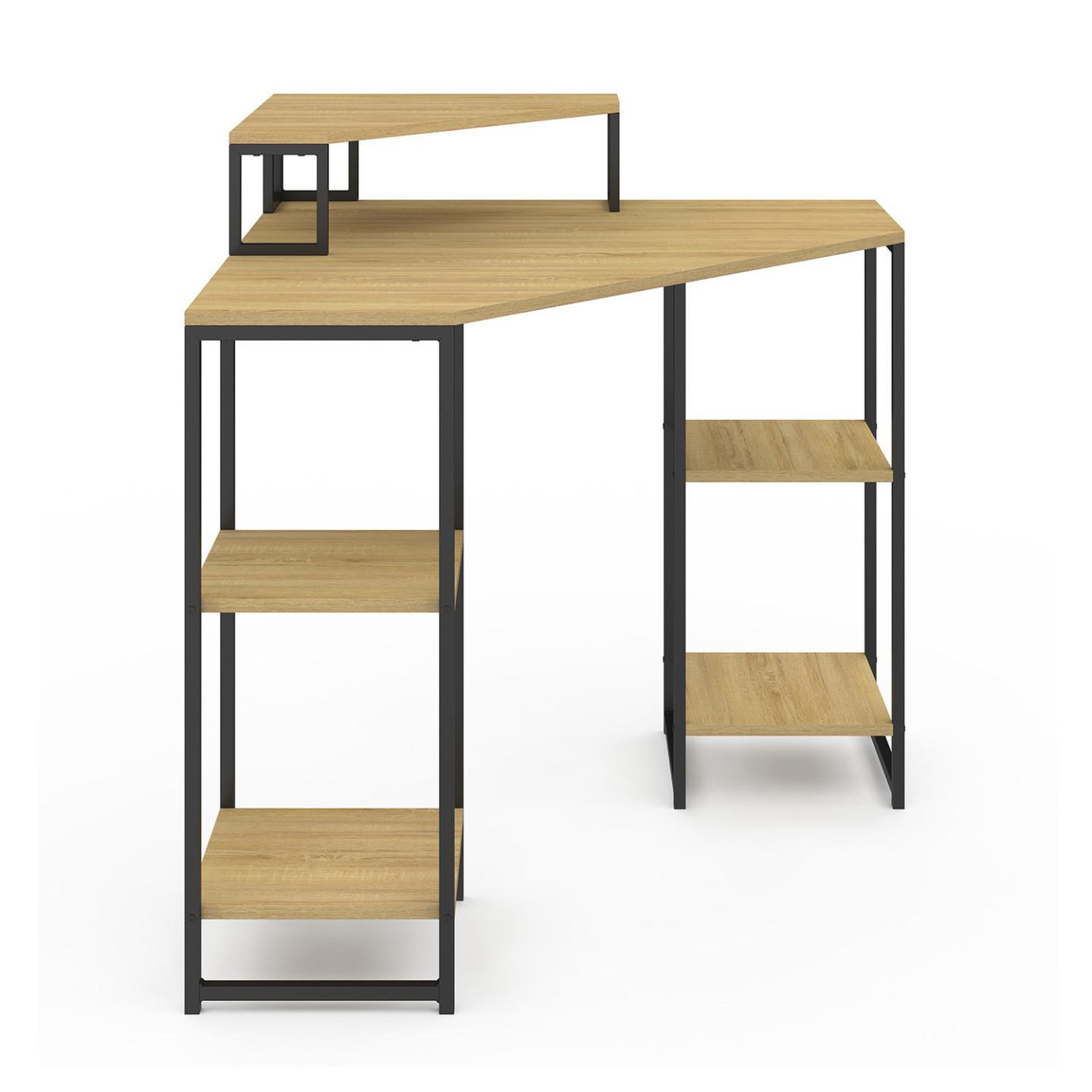 Voir la diapositive 3 : ID MARKET Bureau d'angle DETROIT gain de place bureau informatique avec rangements