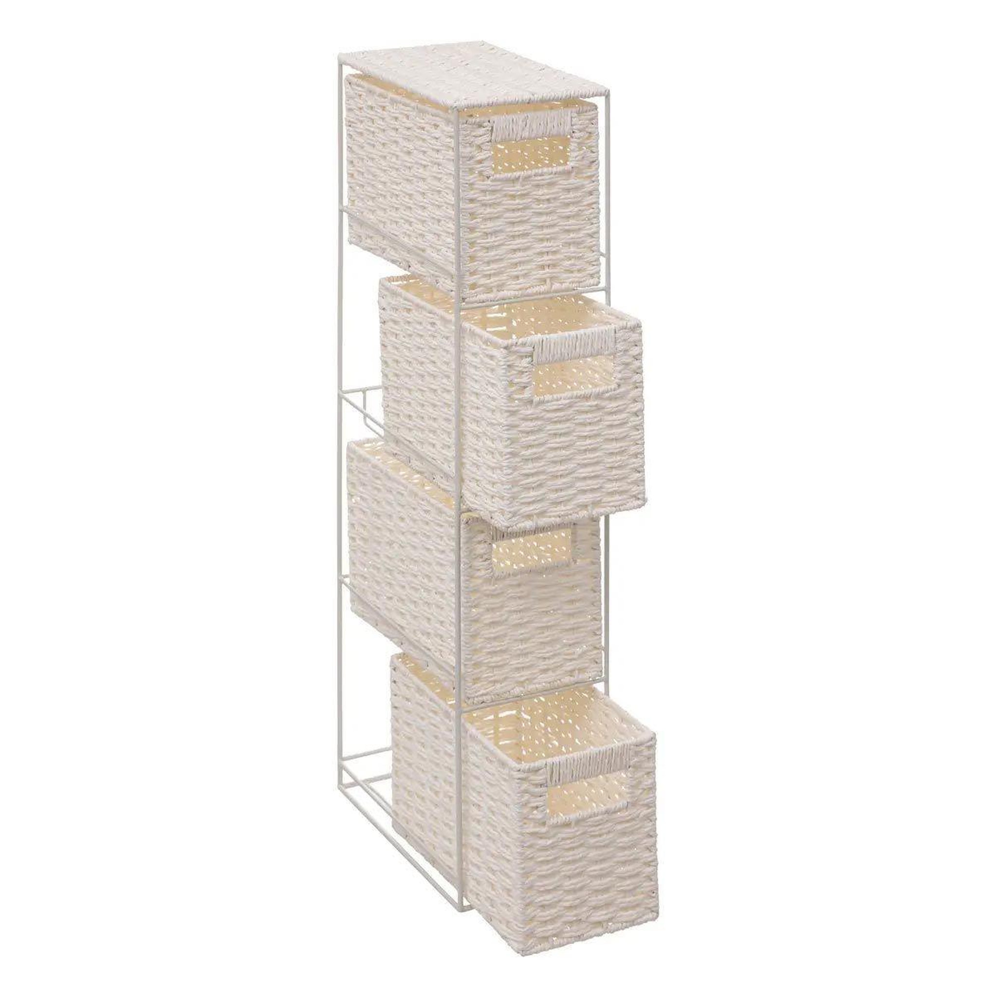 Voir la diapositive 2 : FIVE Étagère 4 Paniers de Rangement  Costa  70cm Blanc
