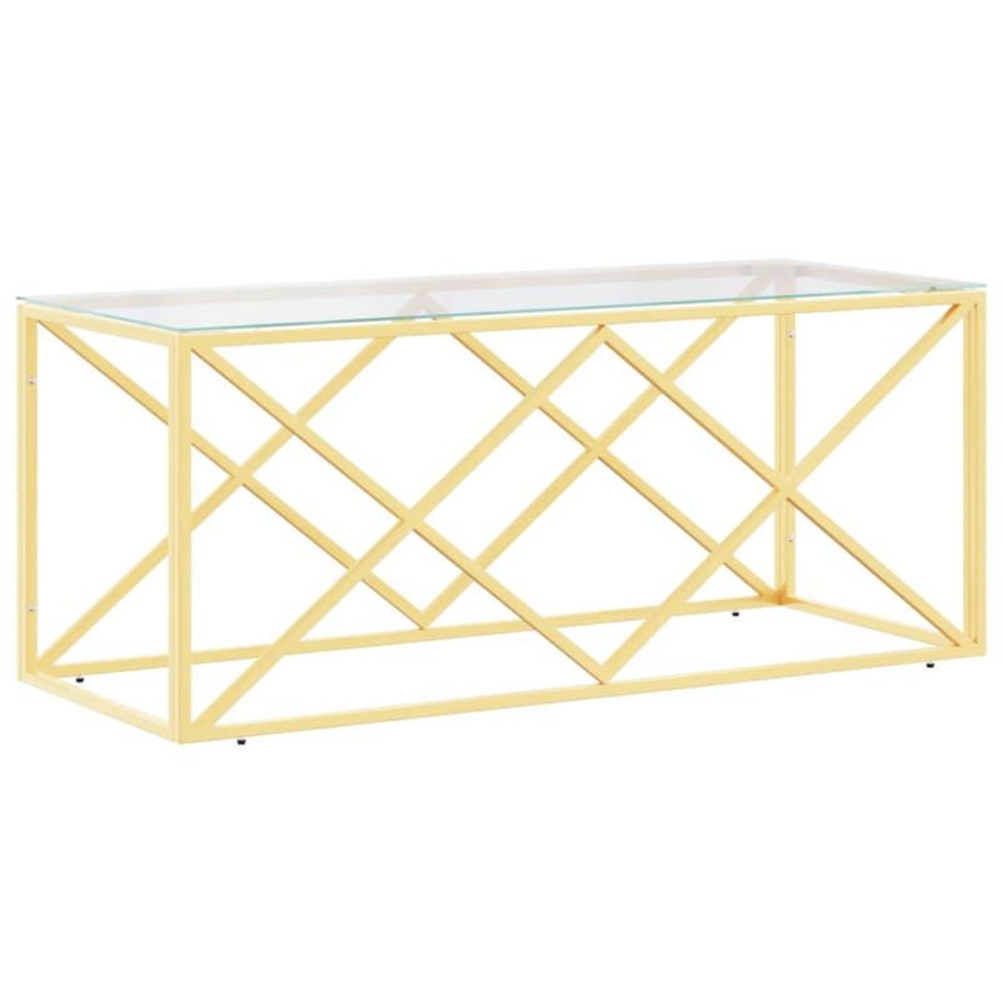Voir la diapositive 2 : VIDAXL Table basse 110x45x45 cm acier inoxydable et verre