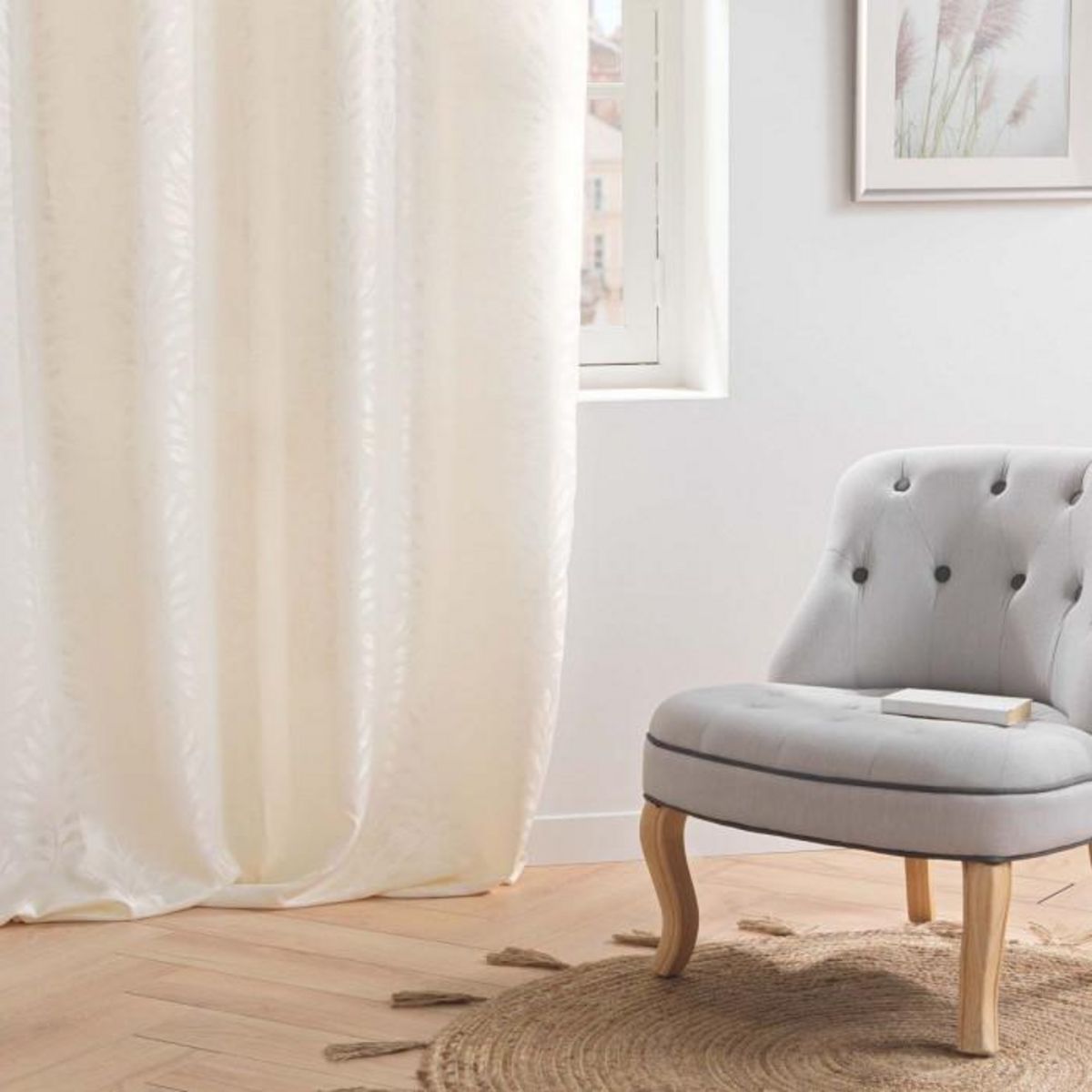 Paris Prix Rideau à Œillets Jacquard  Galilea  140x260cm Naturel