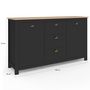 Voir la diapositive 5 : ID MARKET Buffet 130 cm ISIS campagne 2 portes et 3 tiroirs bois et noir