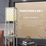 Voir la diapositive 5 : HOMCOM Lampadaire étagère lampe étagère dim. 26L x 26l x 156H cm 2 étagères MDF motif nid d'abeille gris clair