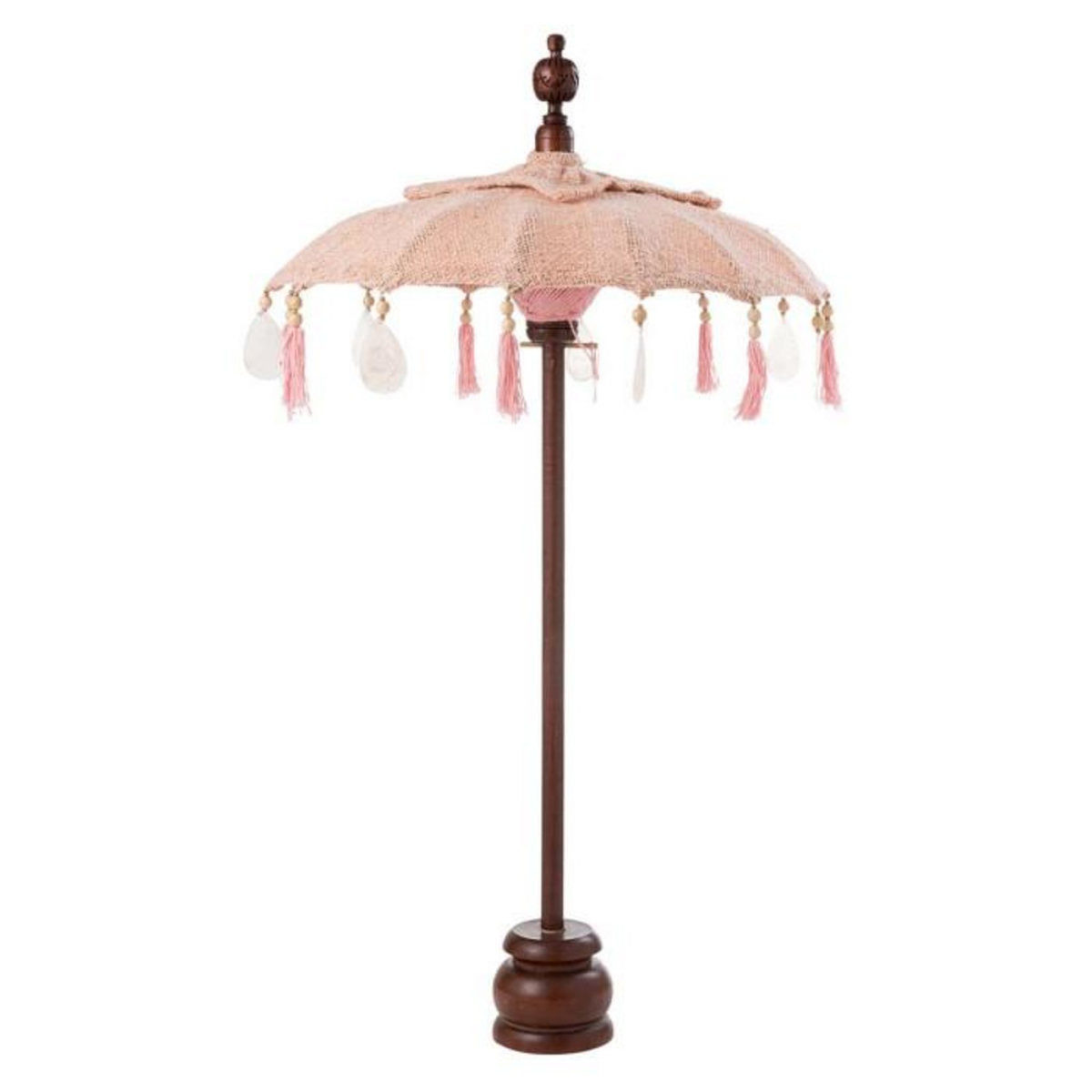 Paris Prix Parasol Déco  Pompons & Coquillages  51cm Saumon