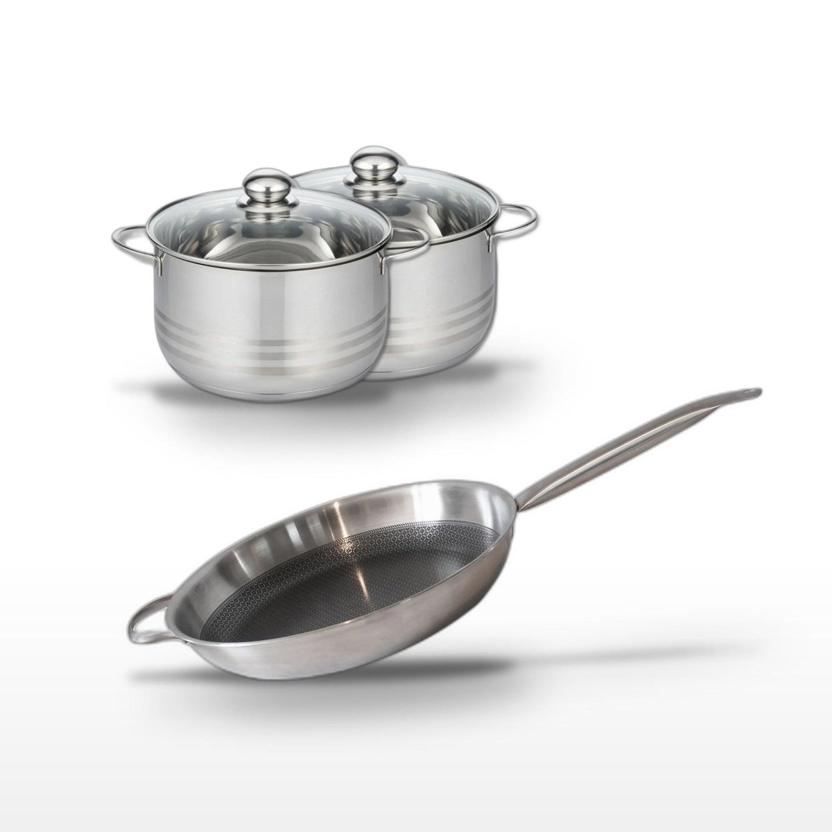 ELO Lot Poêle 32cm et 2 Faitouts 20/24cm Elo Relief Solution