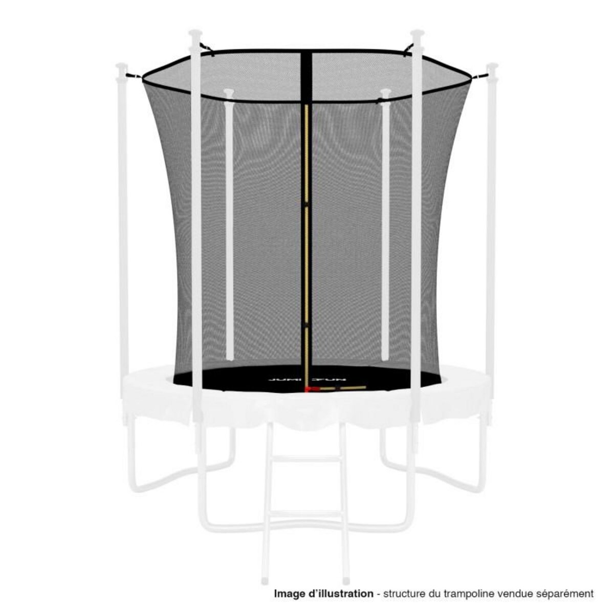 JUMP4FUN Filet intérieur de sécurité pour trampoline avec bouchons hauts de perches et ficelle : ø 6Ft, 6 Perches