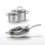 ELO Lot 2 Poêles 24/32 cm & 2 Faitouts 12/14 cm Elo Relief Evolution