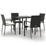 Voir la diapositive 2 : VIDAXL Ensemble a manger de jardin coussins 5pcs Noir Resine tressee