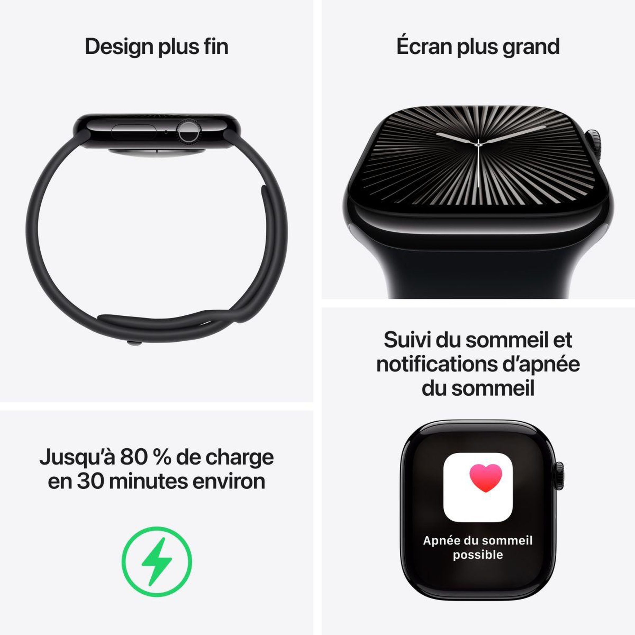Voir la diapositive 3 : APPLE Montre connectée Serie 10 42mm Alu/Noir S/M Cellular