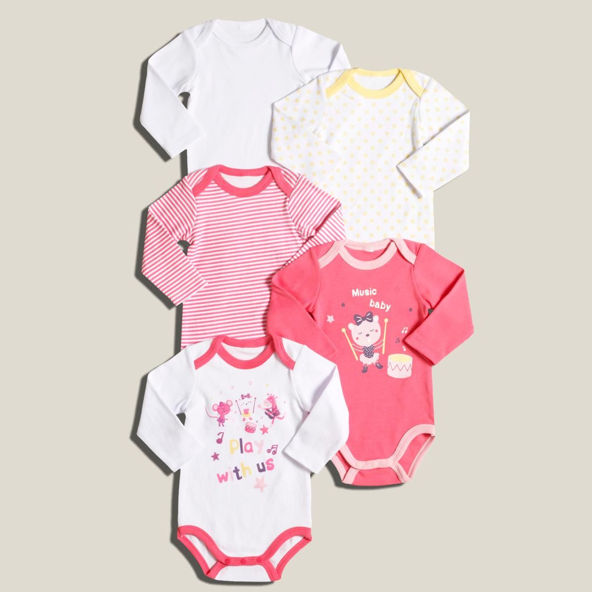 IN EXTENSO Lot de 5 bodies manches longues bébé